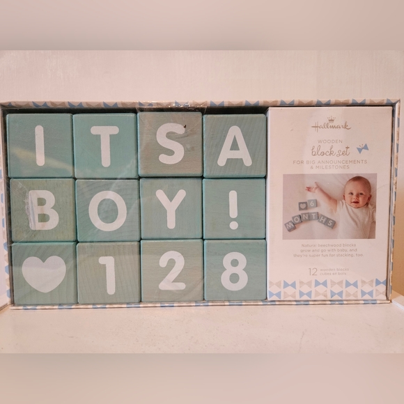 NWT Hallmark wooden block set for baby boys - Picture 3 of 5
